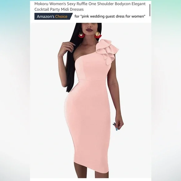 mokoru Dresses Ruffle One Shoulder Bodycon Elegantcocktail